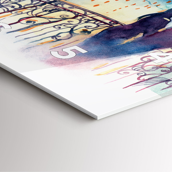 Szögletes fali üvegóra Emberek akvarellben