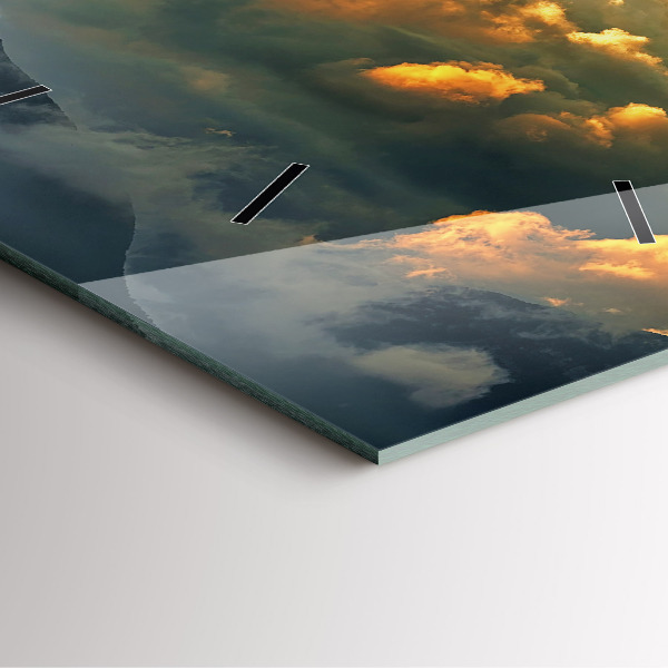 Szögletes fali üvegóra Léggömb repülés a felhőkben