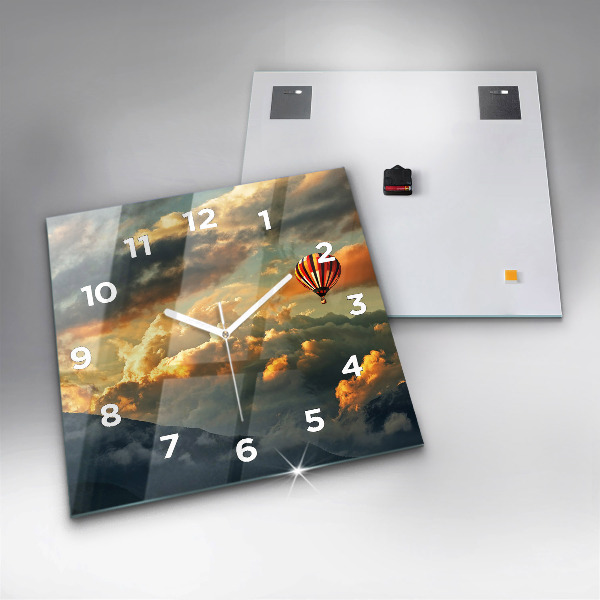 Szögletes fali üvegóra Léggömb repülés a felhőkben