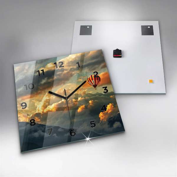 Szögletes fali üvegóra Léggömb repülés a felhőkben