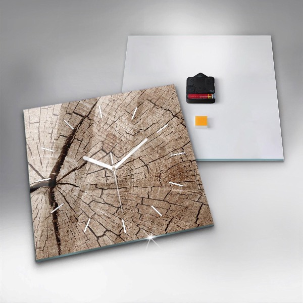 Szögletes fali üvegóra Régi fa tuskó