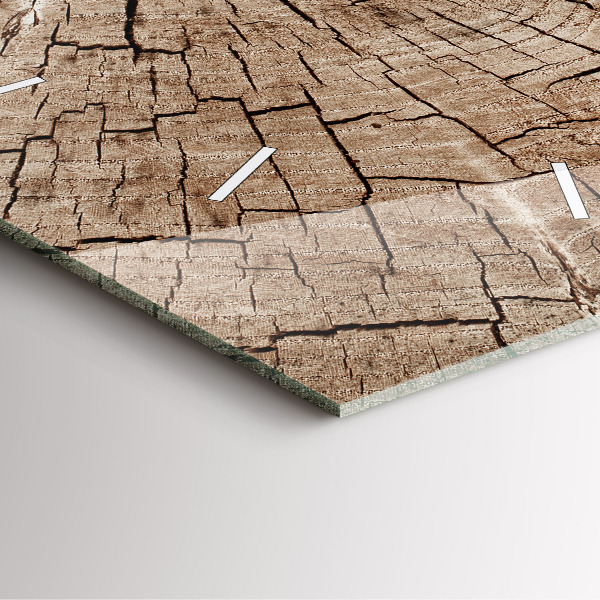 Szögletes fali üvegóra Régi fa tuskó