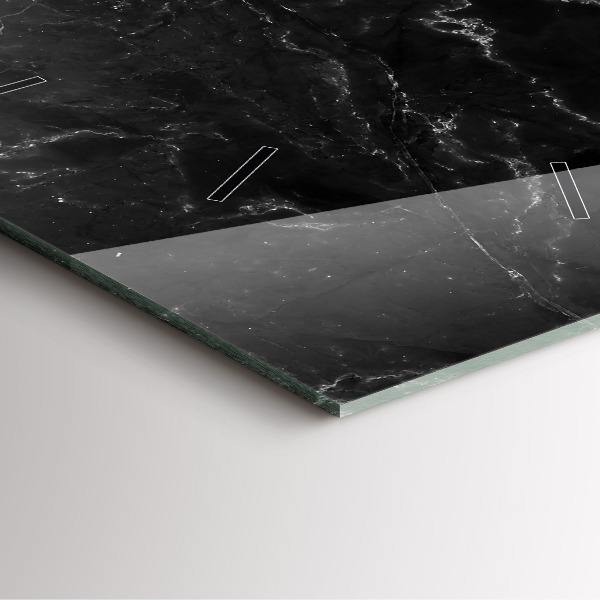 Szögletes fali üvegóra Fekete márvány