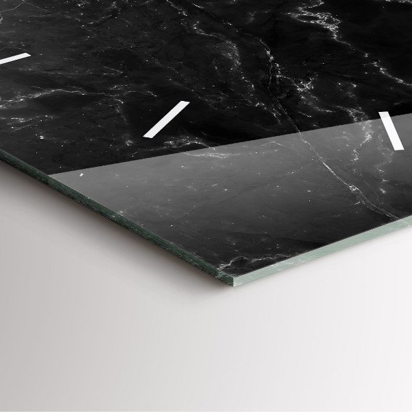 Szögletes fali üvegóra Fekete márvány