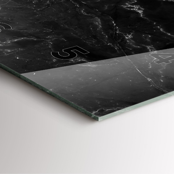 Szögletes fali üvegóra Fekete márvány