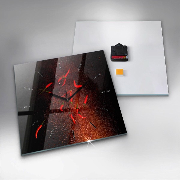 Szögletes fali üvegóra Chili paprika