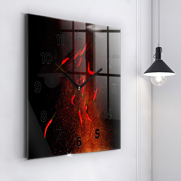 Szögletes fali üvegóra Chili paprika