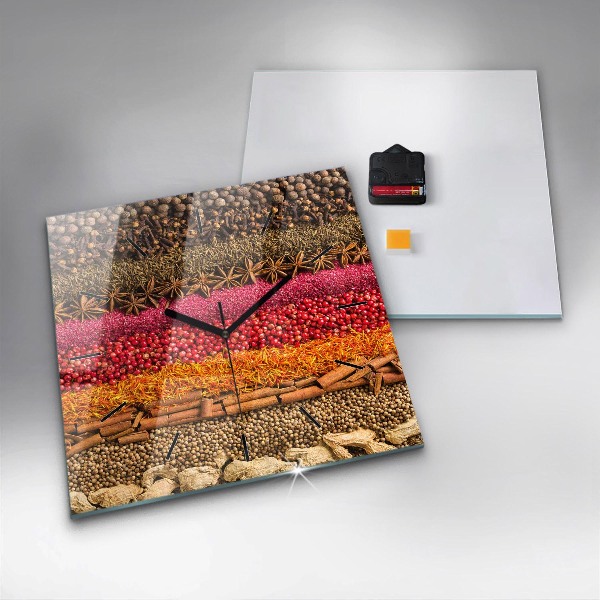 Szögletes fali üvegóra Fűszerek sorai