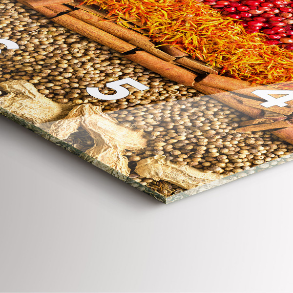 Szögletes fali üvegóra Fűszerek sorai