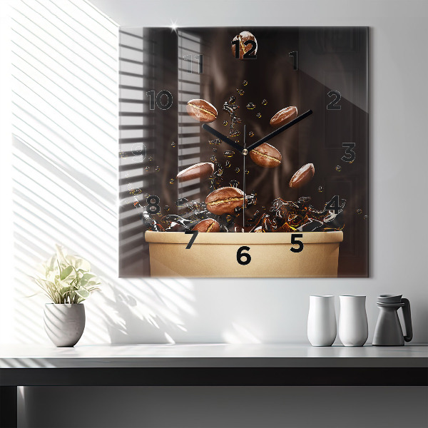 Szögletes fali üvegóra Forró kávé
