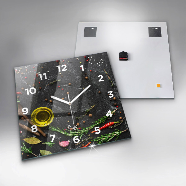 Szögletes fali üvegóra Fűszerek a pulton