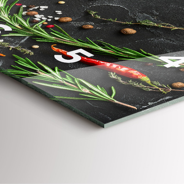 Szögletes fali üvegóra Fűszerek a pulton