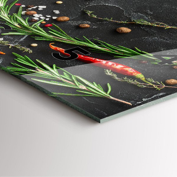 Szögletes fali üvegóra Fűszerek a pulton