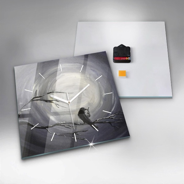 Szögletes fali üvegóra Holló a holdfényben
