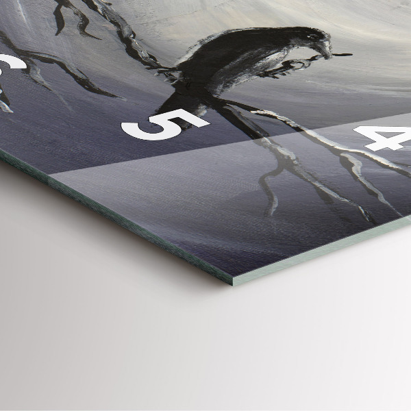 Szögletes fali üvegóra Holló a holdfényben