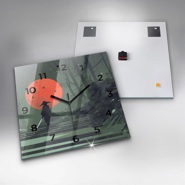 Szögletes fali üvegóra Szamuráj az erdőben