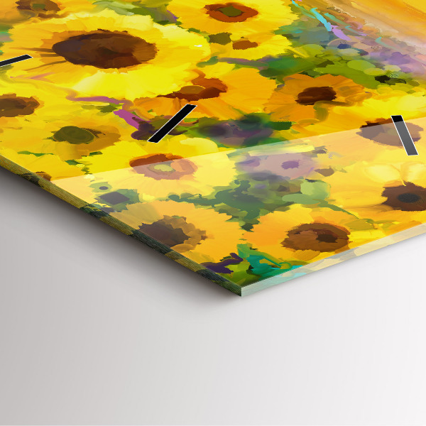 Szögletes fali üvegóra Napraforgó mező