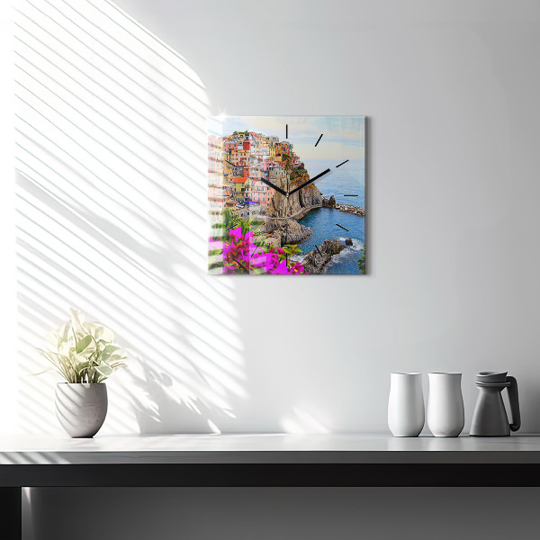 Szögletes fali üvegóra Cinque Terre-part