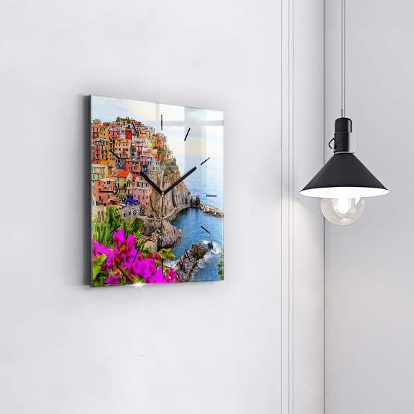 Szögletes fali üvegóra Cinque Terre-part