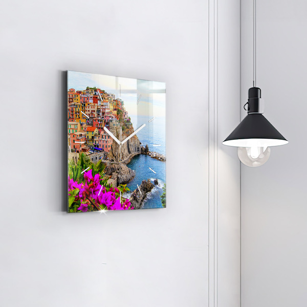 Szögletes fali üvegóra Cinque Terre-part
