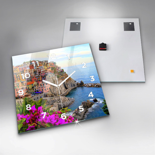 Szögletes fali üvegóra Cinque Terre-part