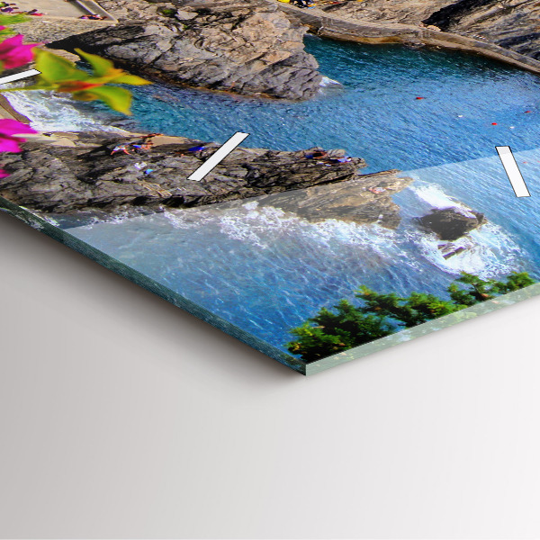 Szögletes fali üvegóra Cinque Terre-part