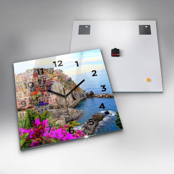 Szögletes fali üvegóra Cinque Terre-part