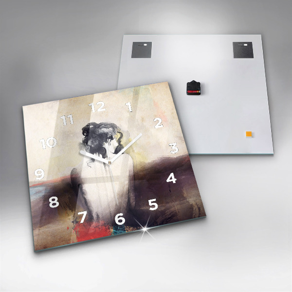 Szögletes fali üvegóra Egy nő absztrakt portréja