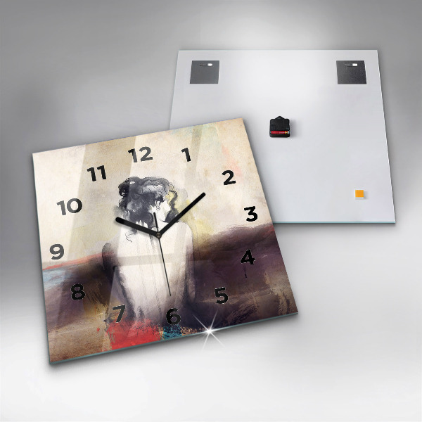 Szögletes fali üvegóra Egy nő absztrakt portréja