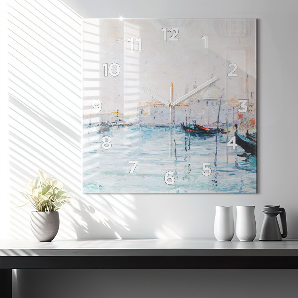 Szögletes fali üvegóra Olajfestmény yacht tenger