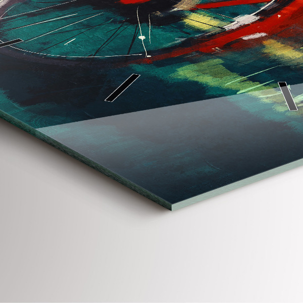 Szögletes fali üvegóra Festett bicikli