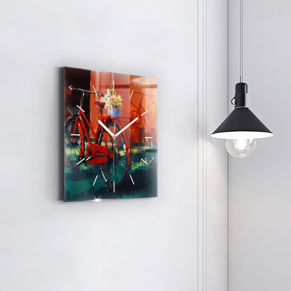 Szögletes fali üvegóra Festett bicikli