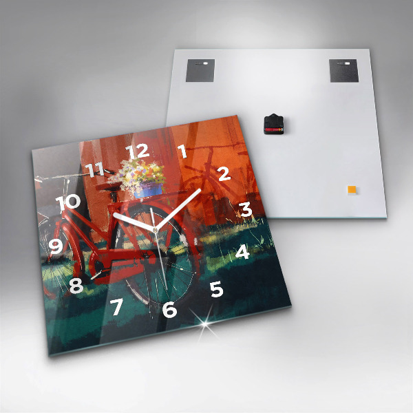 Szögletes fali üvegóra Festett bicikli