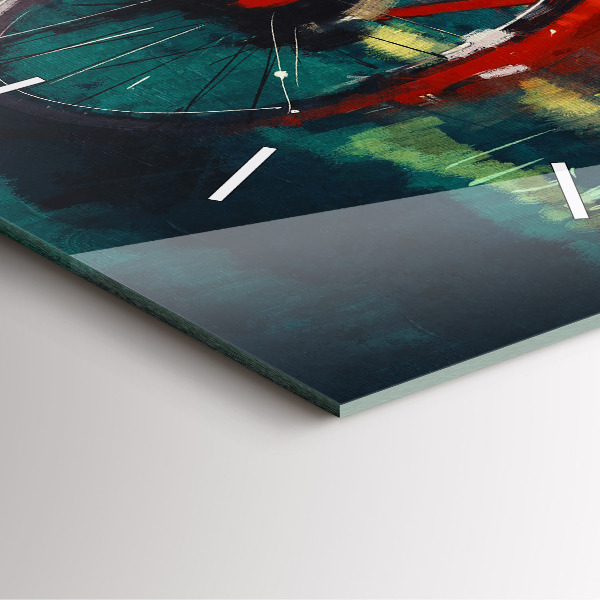 Szögletes fali üvegóra Festett bicikli