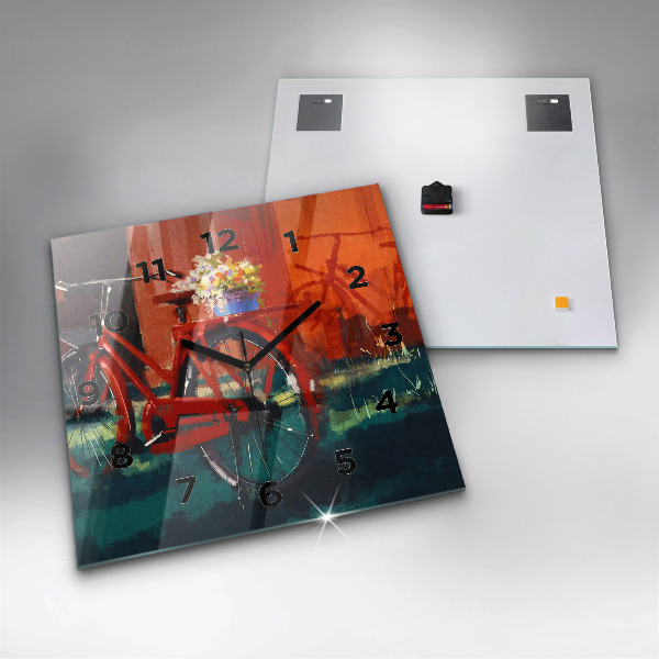 Szögletes fali üvegóra Festett bicikli