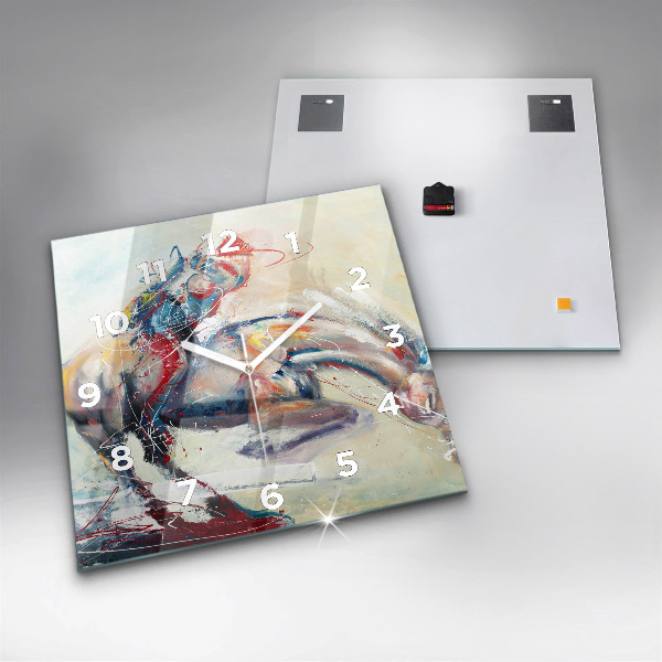 Szögletes fali üvegóra Vágtató lovak illusztrációja