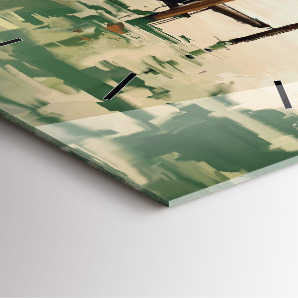 Szögletes fali üvegóra Halászhajók a kikötőben