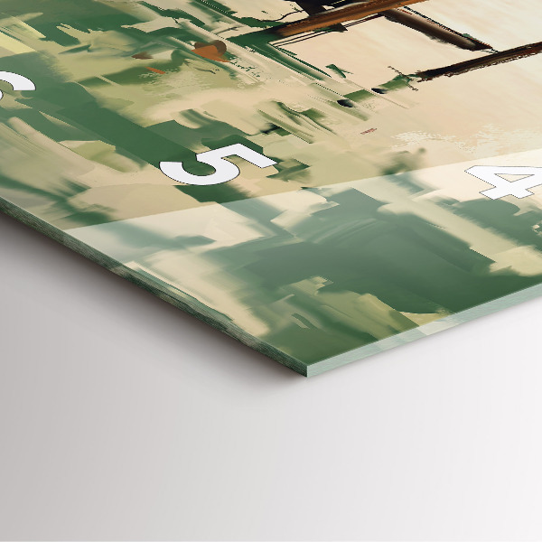 Szögletes fali üvegóra Halászhajók a kikötőben