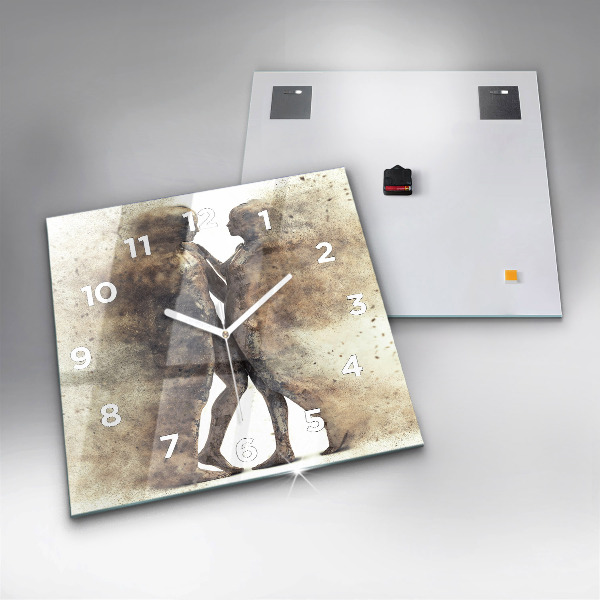 Szögletes fali üvegóra Absztrakt emberek homok