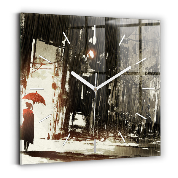 Szögletes fali üvegóra Nő egy esős éjszakán
