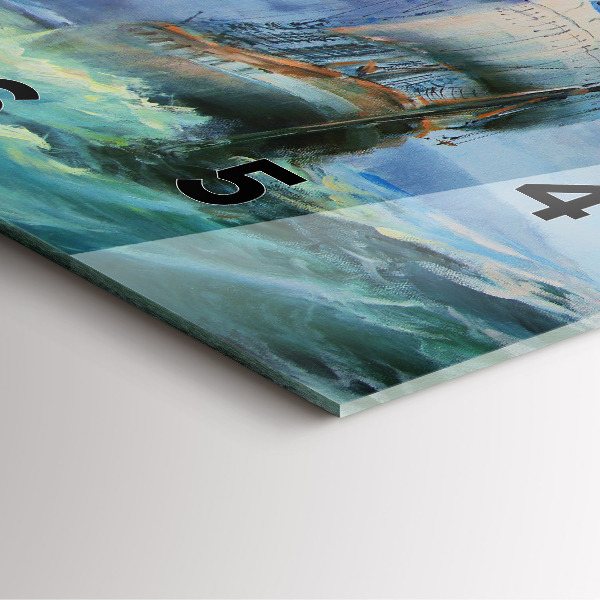 Szögletes fali üvegóra Hajó a vízen