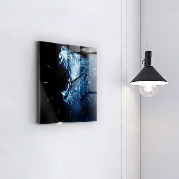 Szögletes fali üvegóra Vad oroszlán