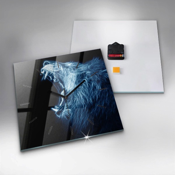 Szögletes fali üvegóra Vad oroszlán