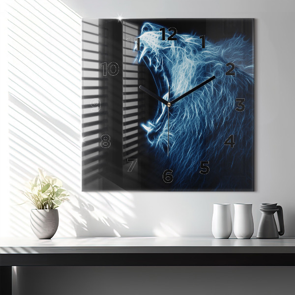 Szögletes fali üvegóra Vad oroszlán