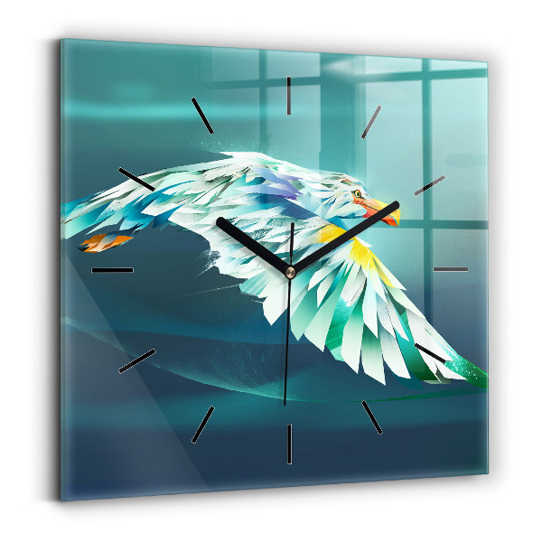 Szögletes fali üvegóra Egy repülő sas képe