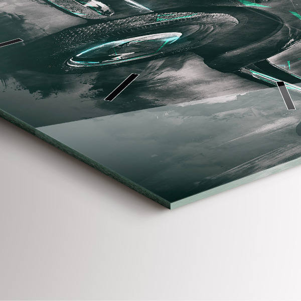 Szögletes fali üvegóra Old School Car