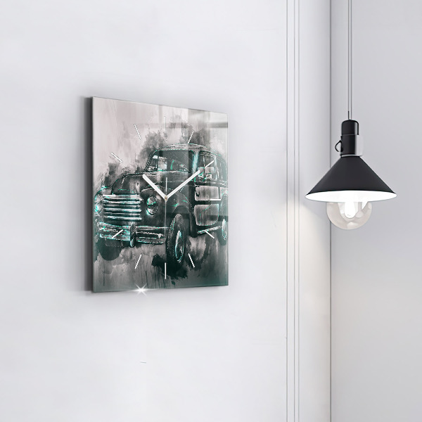 Szögletes fali üvegóra Old School Car
