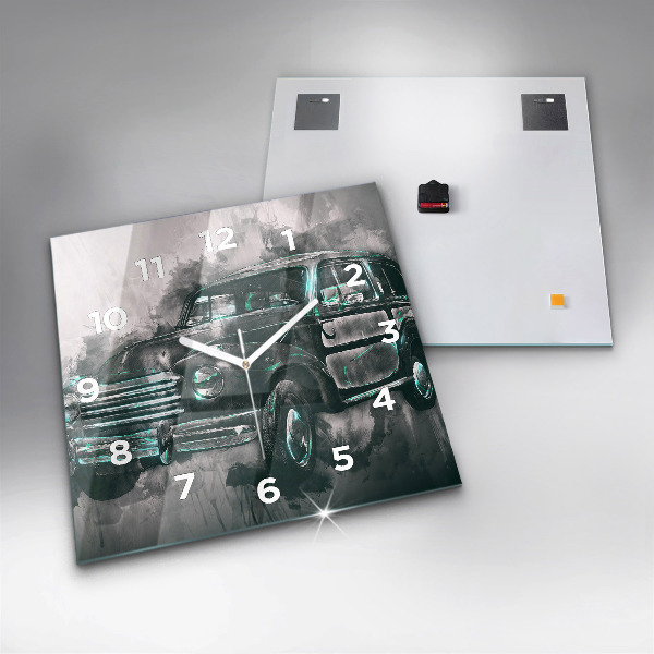 Szögletes fali üvegóra Old School Car