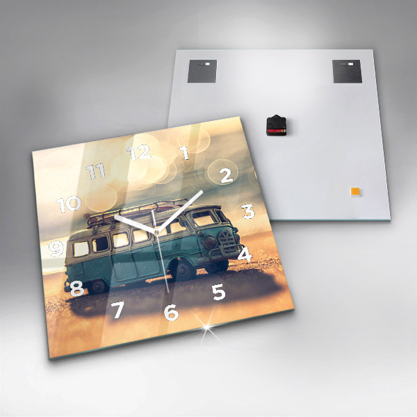 Szögletes fali üvegóra Lakókocsi a tengerparton