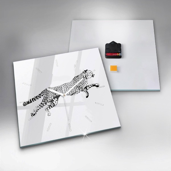 Szögletes fali üvegóra Sziluettje egy párduc